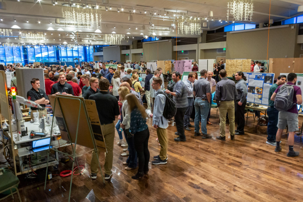 Students showcase their senior design projects during April 2019 E-Days competition at the Lory Student Center.