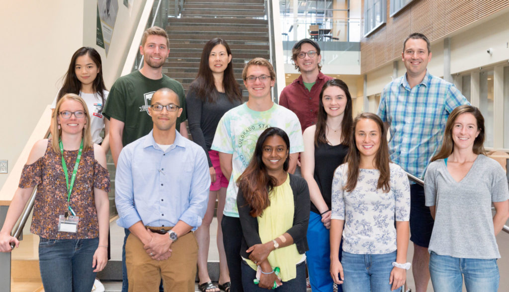 Chemical engineering professor Christopher Snow with his students in 2018.