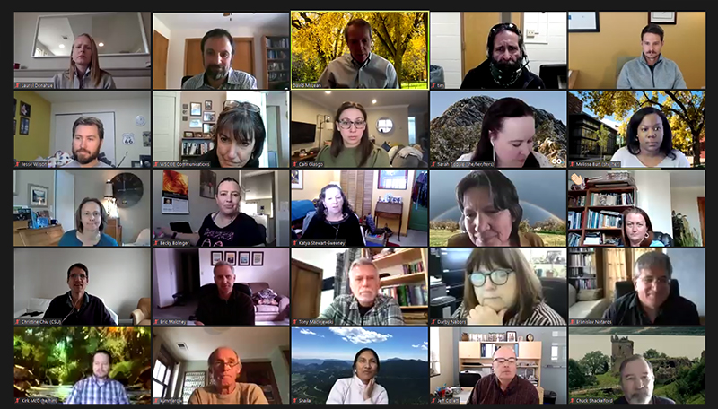 Attendees of the 2021 Virtual College Faculty and Staff Awards appear onscreen in Zoom.