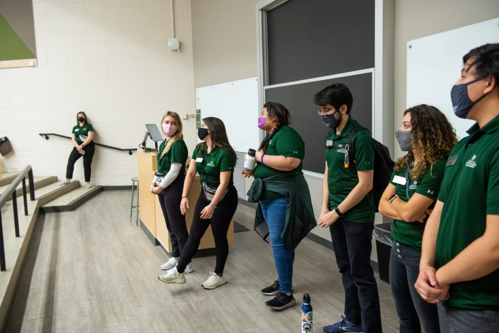 Student ambassadors take part in a panel discussion on Engineering Exploration Day
