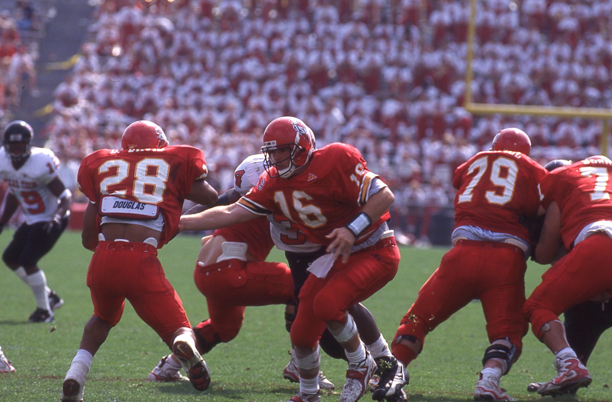 A picture of CSU professor Todd Bandhauer playing football at Iowa State University.