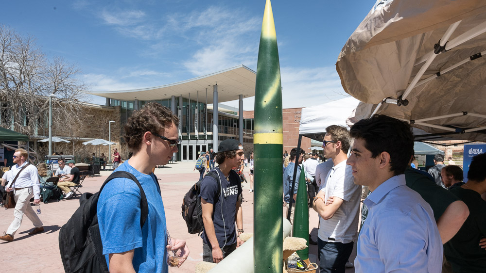 student rocket team on the Lory Student Center plaza