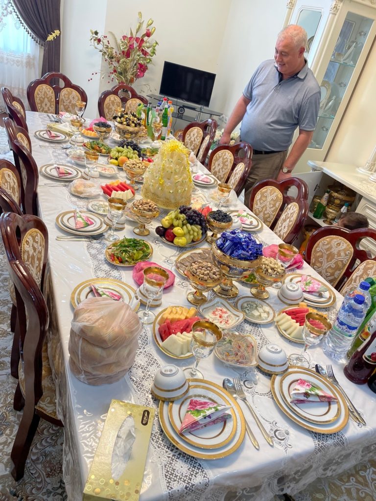 A meal hosted by Tashkent Institute of Irrigation and Agricultural Mechanization Engineers Professor Abdulkhakim Salokhiddinov.