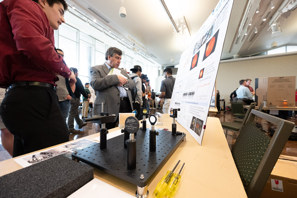 The Walter Scott Jr. College of Engineering's senior students explain their senior design projects at the 2022 E-Day celebration. April 22, 2022