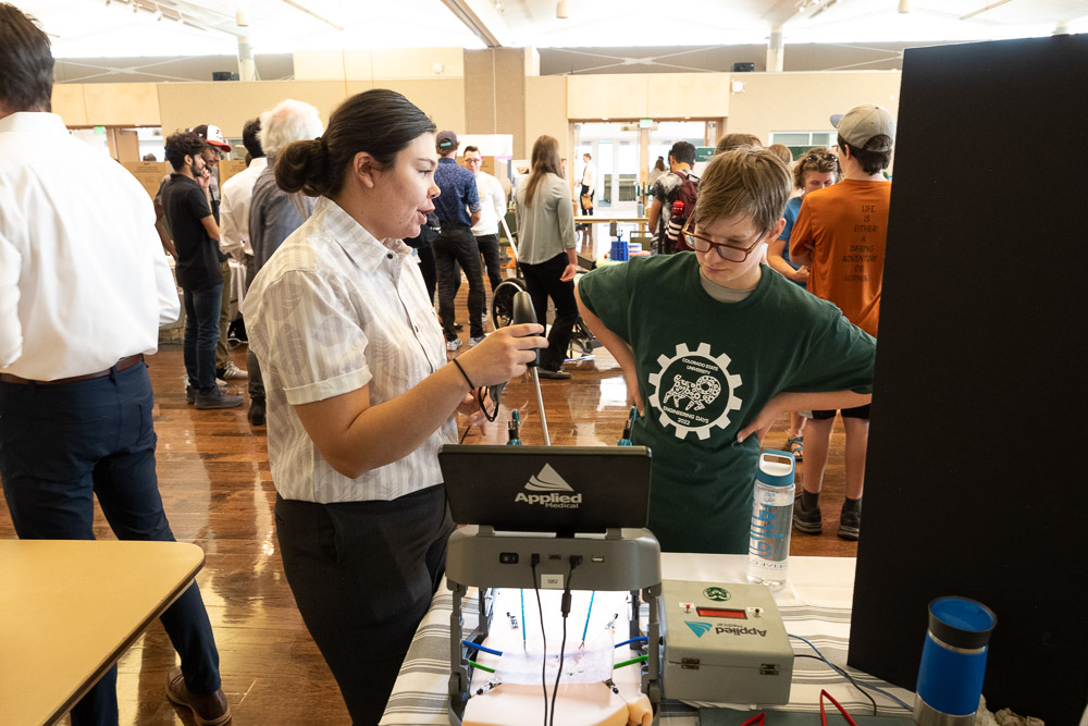 The Walter Scott Jr. College of Engineering's senior students explain their senior design projects at the 2022 E-Day celebration. April 22, 2022