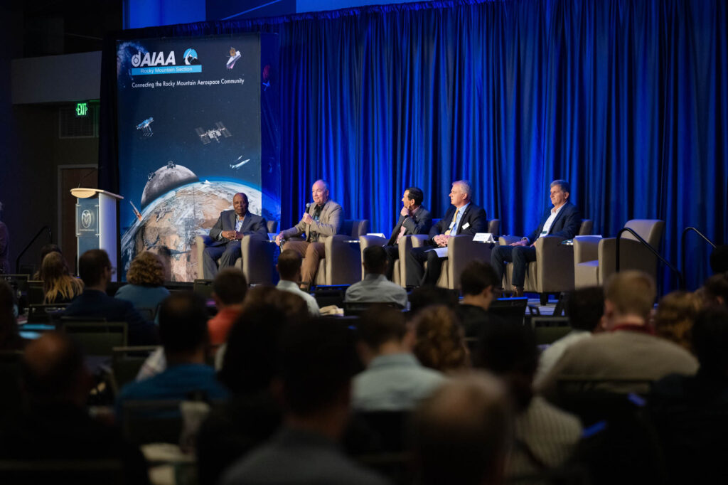 The Colorado Space Industry: Nation’s Second-Largest Aerospace Economy panel at the 2023 American Institute of Aeronautics and Astronautics annual technical symposium at Colorado State University.