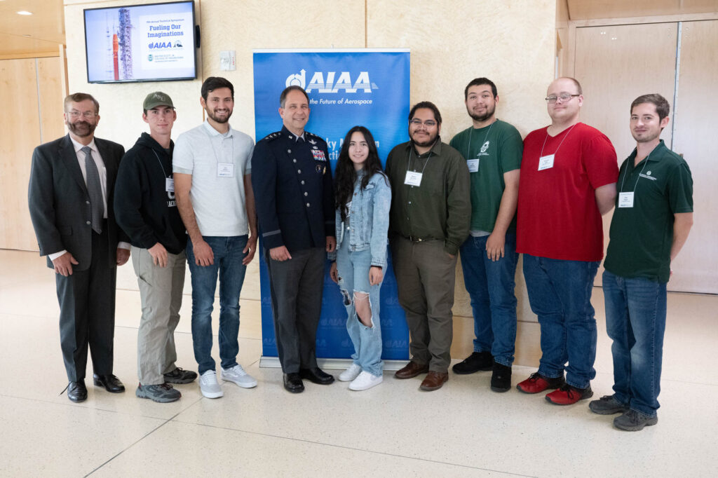 CSU/Adams State University Mechanical Engineering students and Lt. Gen. John Shaw of the U.S. Space Command.