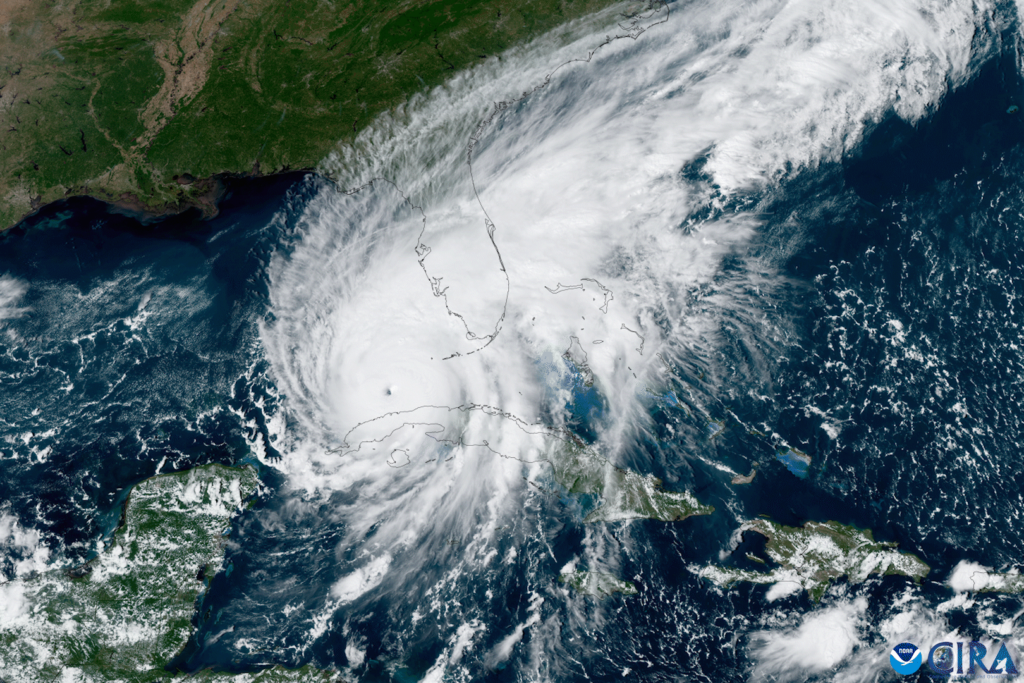 Satellite image of a hurricane from space